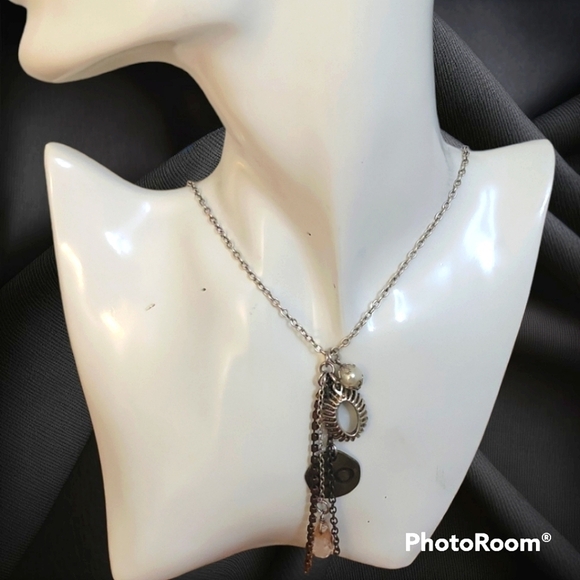 5/$25 Silvertone Forever Charm Pendant Chain Lavalier Negligee Necklace - Picture 1 of 5